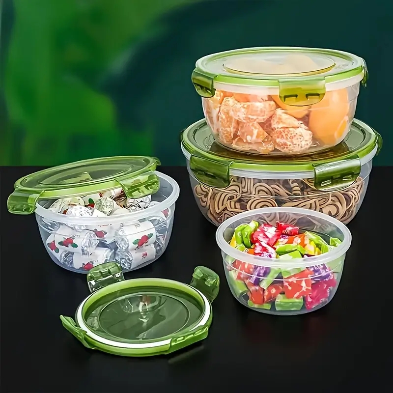 4つのプラスチック製食品保存容器、ランチボックス、食堂、キャ - Food Storage Order のレビューと価格