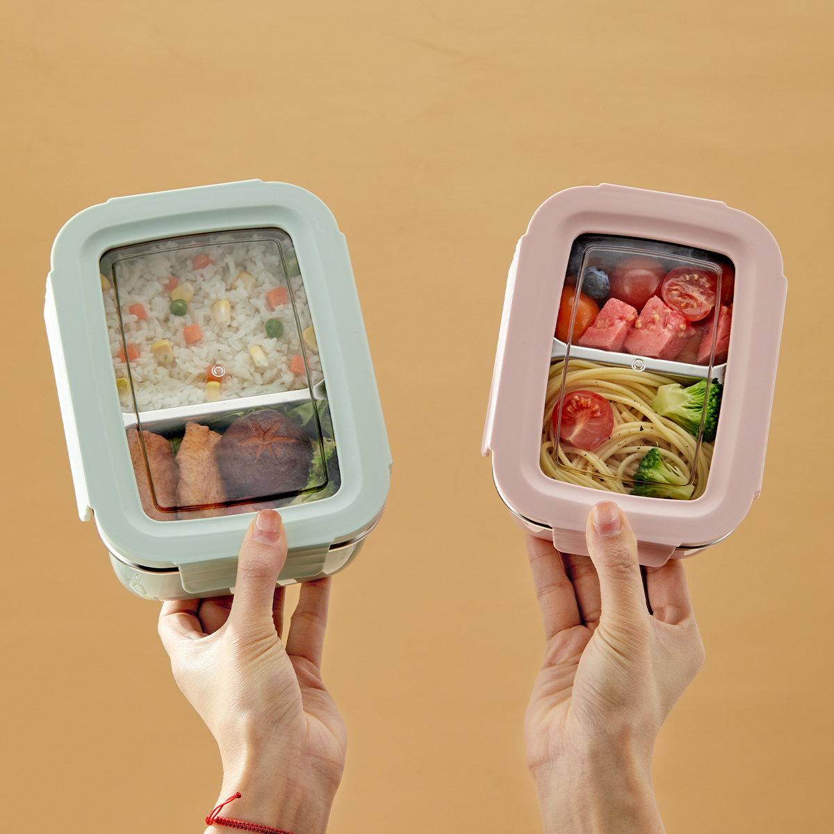 電子レンジ 304 ステンレス鋼コンパートメント弁当箱積み重 - Food Storage Hot のレビューと価格