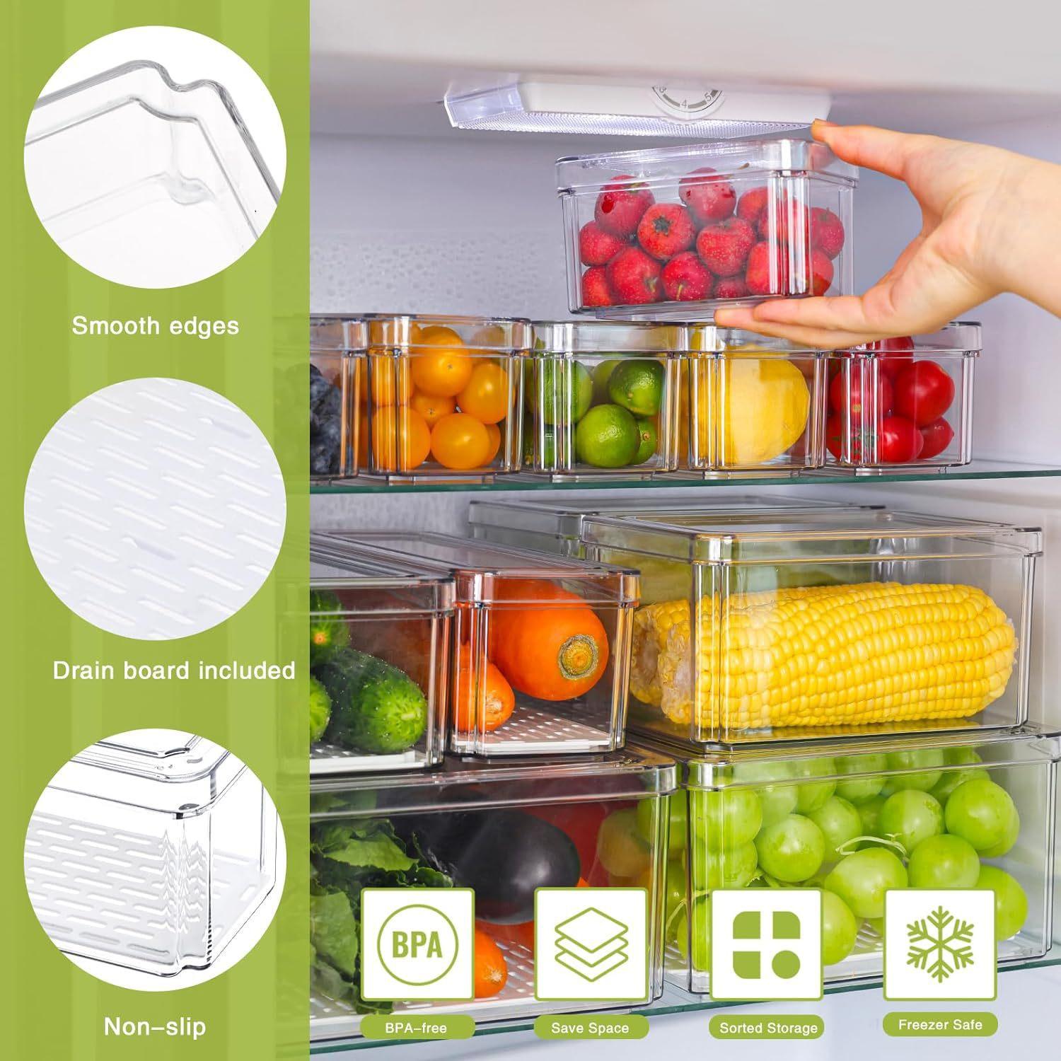 10/14個入り 冷蔵庫オーガナイザービン 蓋付き 引き出し - Food Storage Without Plastic のレビューと価格