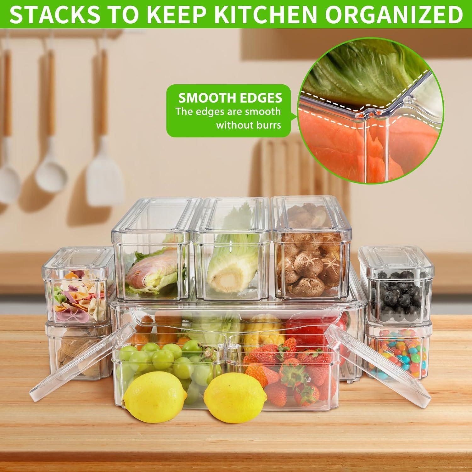 10/14個入り 冷蔵庫オーガナイザービン 蓋付き 引き出し - Food Storage Without Plastic のレビューと価格