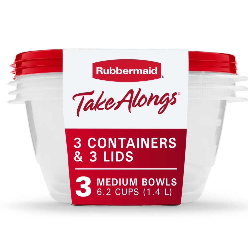 蓋付き大型丸型食品保存容器、3個セット、各容量6.2カップ、 - Food Storage Large Plastic Containers のレビューと価格