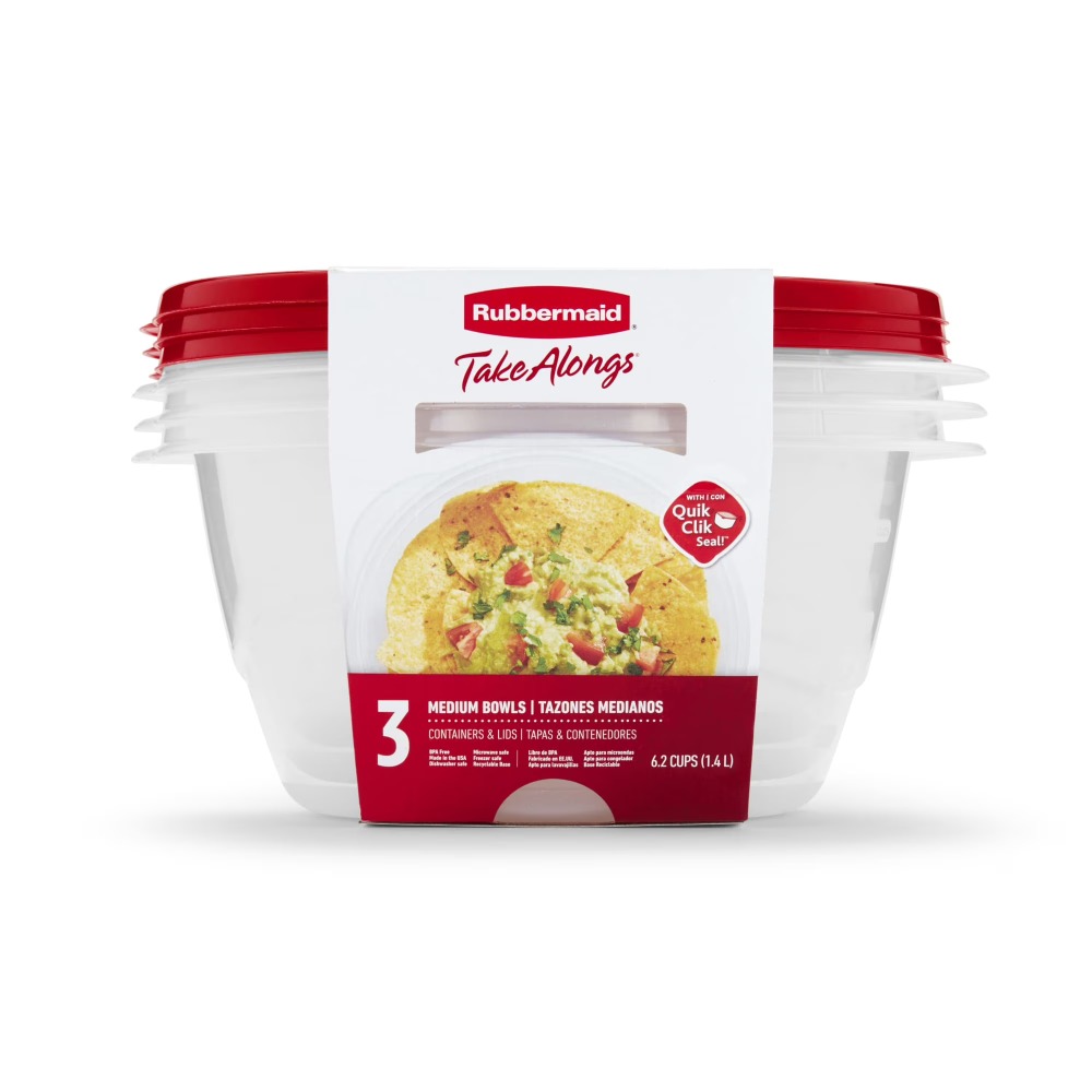 蓋付き大型丸型食品保存容器、3個セット、各容量6.2カップ、 - Food Storage Large Plastic Containers のレビューと価格