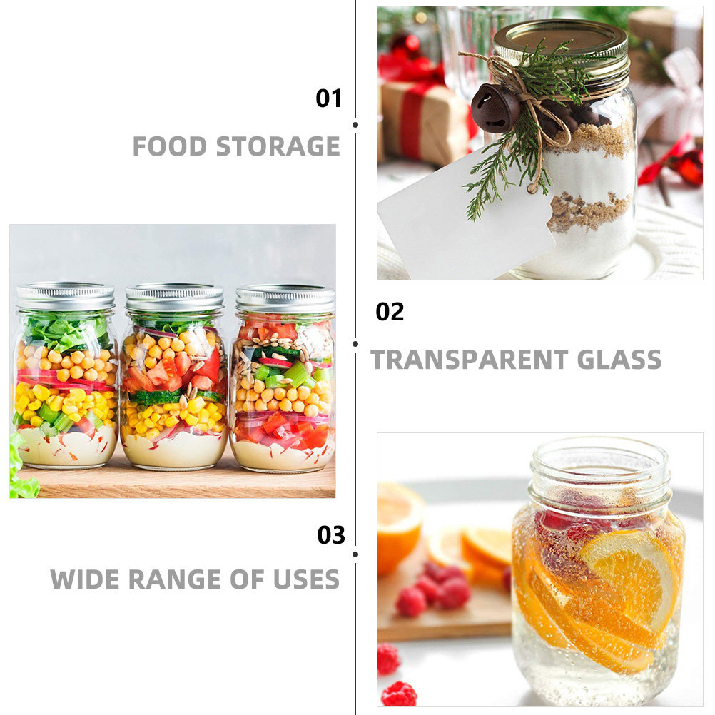 6個入り透明丸型ガラス瓶、気密蓋付き、食品保存用、コーヒー、 - Food Storage With Lids のレビューと価格