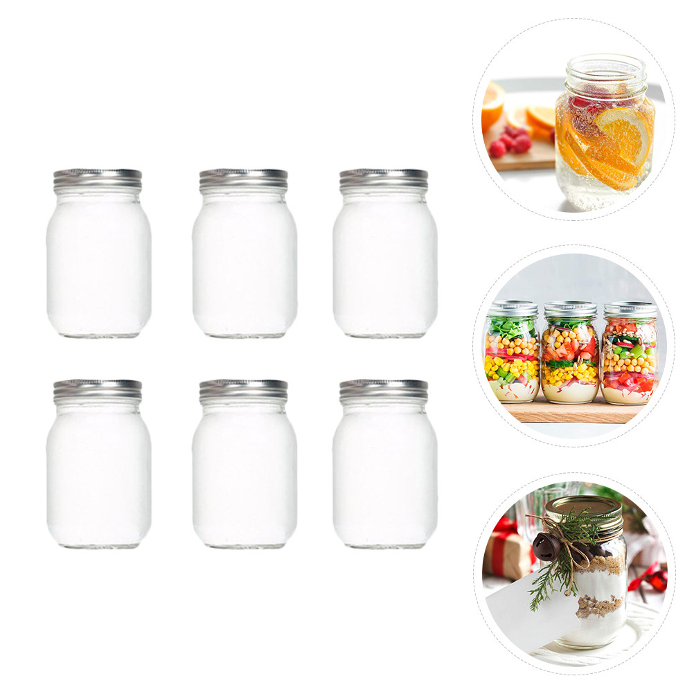 6個入り透明丸型ガラス瓶、気密蓋付き、食品保存用、コーヒー、 - Food Storage With Lids のレビューと価格