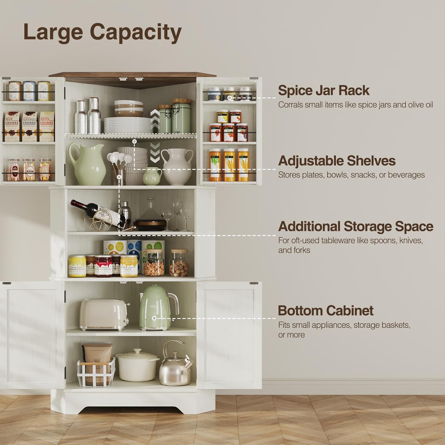 # コーナーキャビネット、高さ67インチのキッチンパントリー - Food Storage In Cabinets のレビューと価格