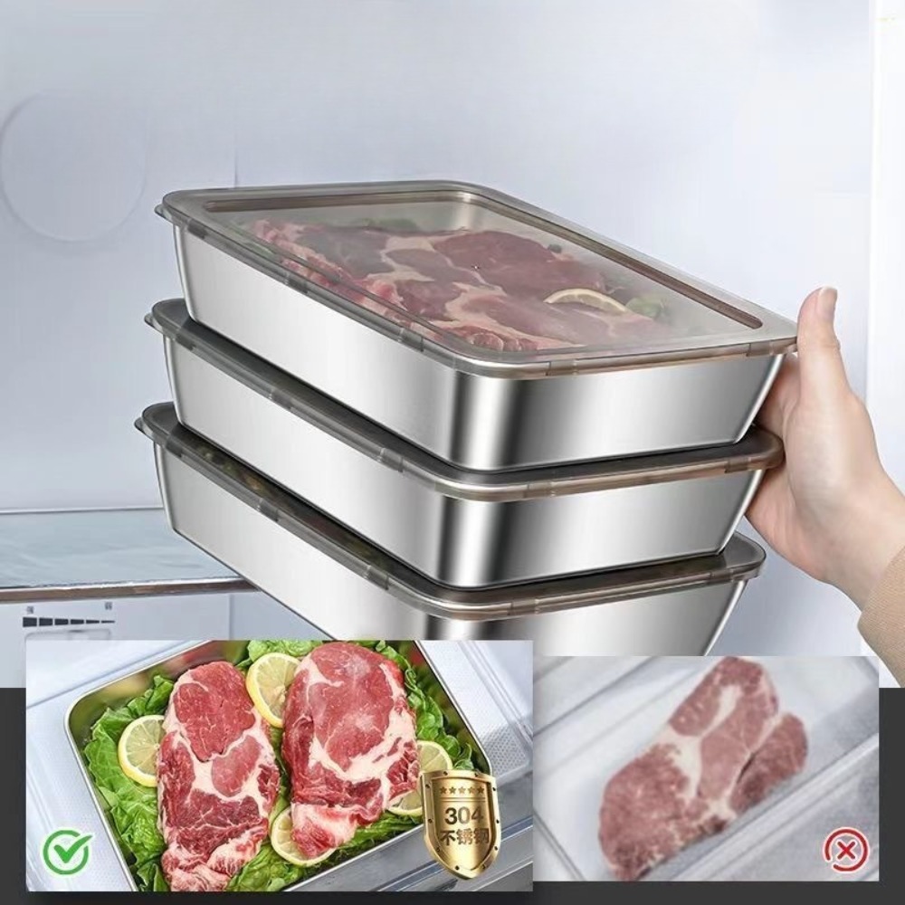食品グレードのステンレス製サービングトレイ（蓋付き）、多目的 - Food Storage Order のレビューと価格