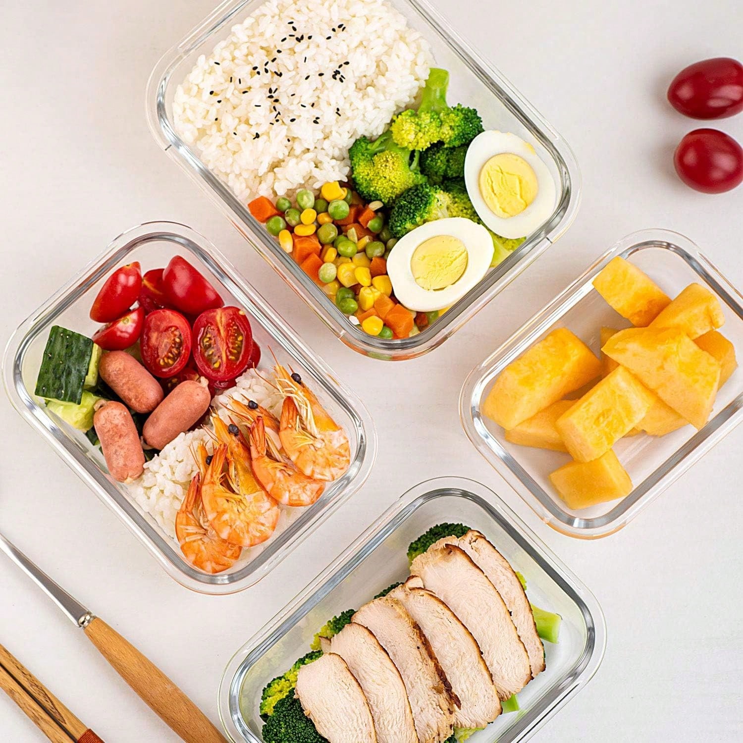 10個入りガラス製ミールプレップ容器、蓋付き食品保存容器、気 - Food Storage Oven Safe のレビューと価格