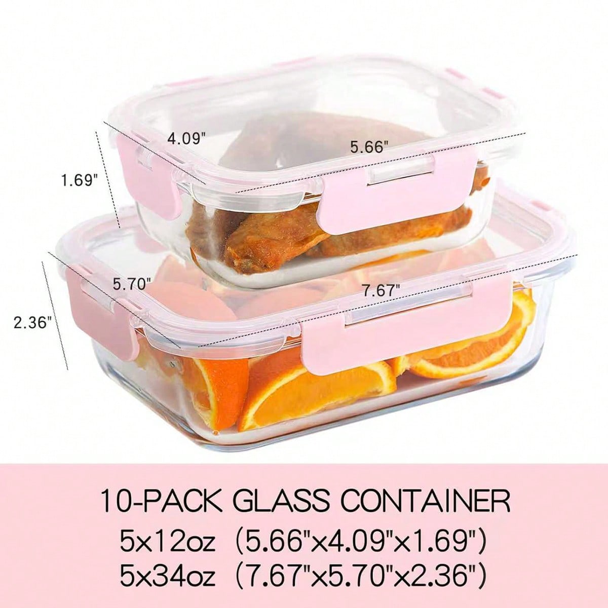 10個入りガラス製ミールプレップ容器、蓋付き食品保存容器、気 - Food Storage Oven Safe のレビューと価格