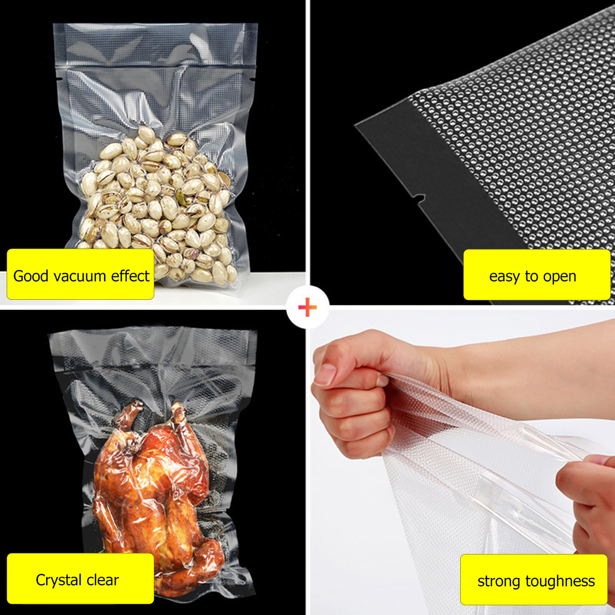 100枚入り透明真空シーラーバッグ、業務用半自動大型真空機対 - Food Storage Bag のレビューと価格