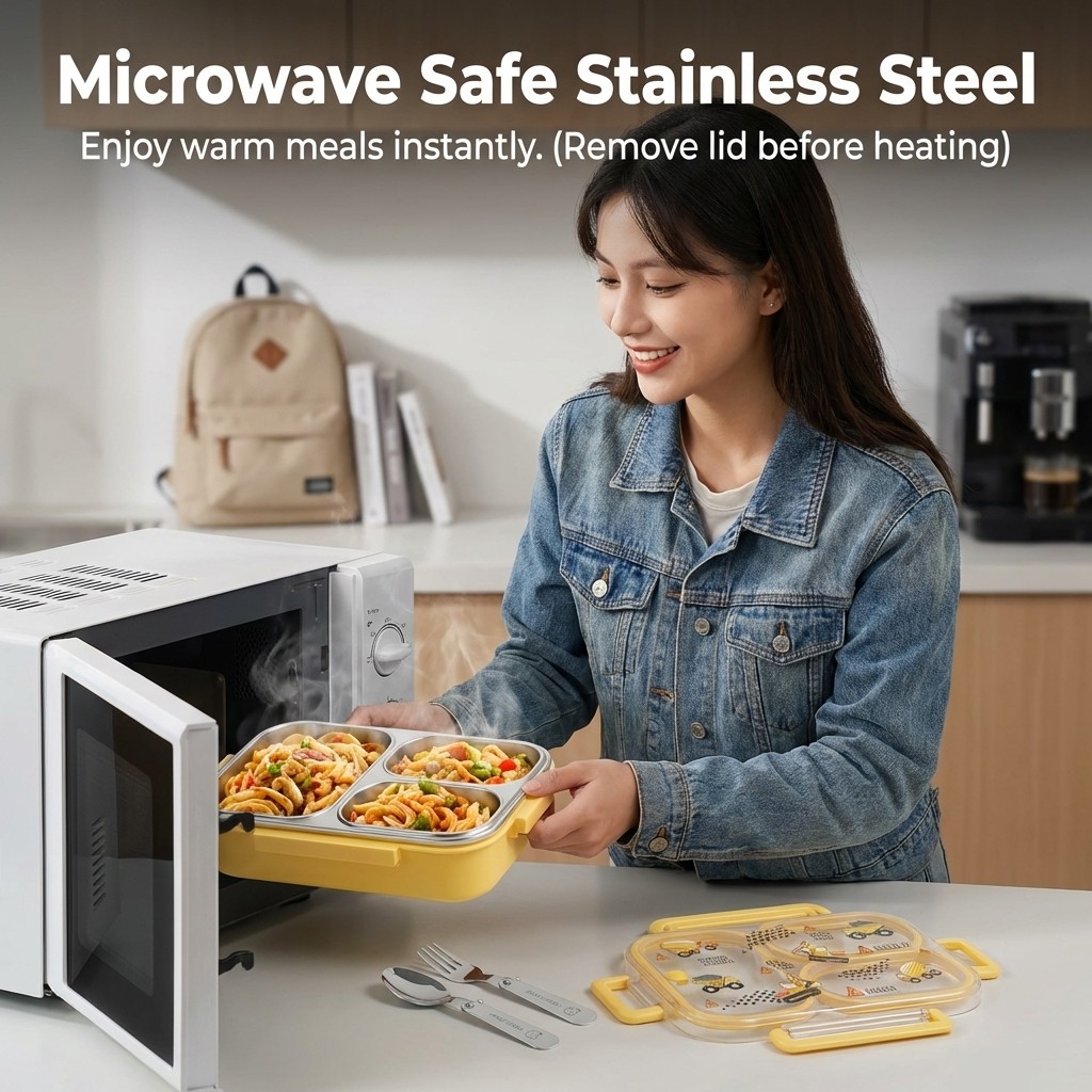 900MLのかわいい304ステンレス製分割弁当箱、子供用、電 - Food Storage Oven Safe のレビューと価格