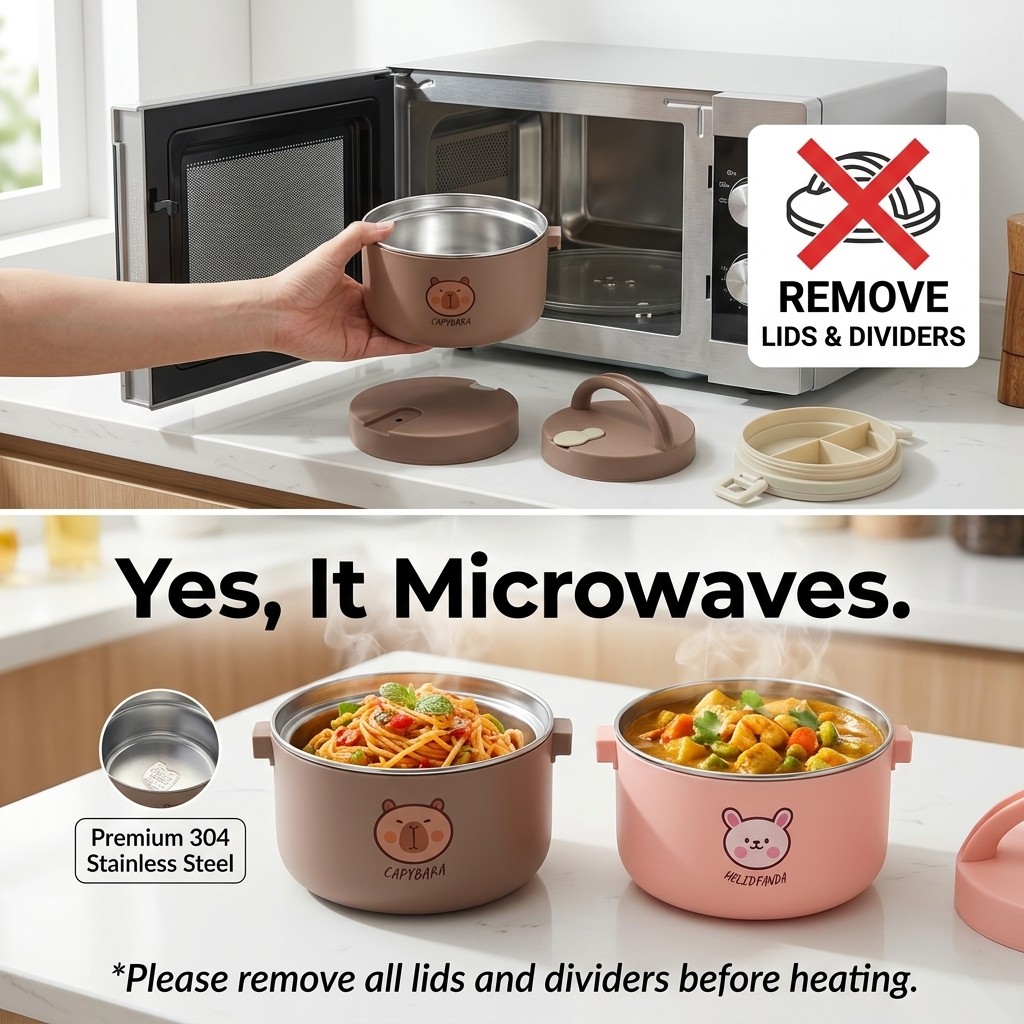 304ステンレス鋼製保温ランチボックス弁当箱セット、電子レン - Food Storage 30 Years のレビューと価格