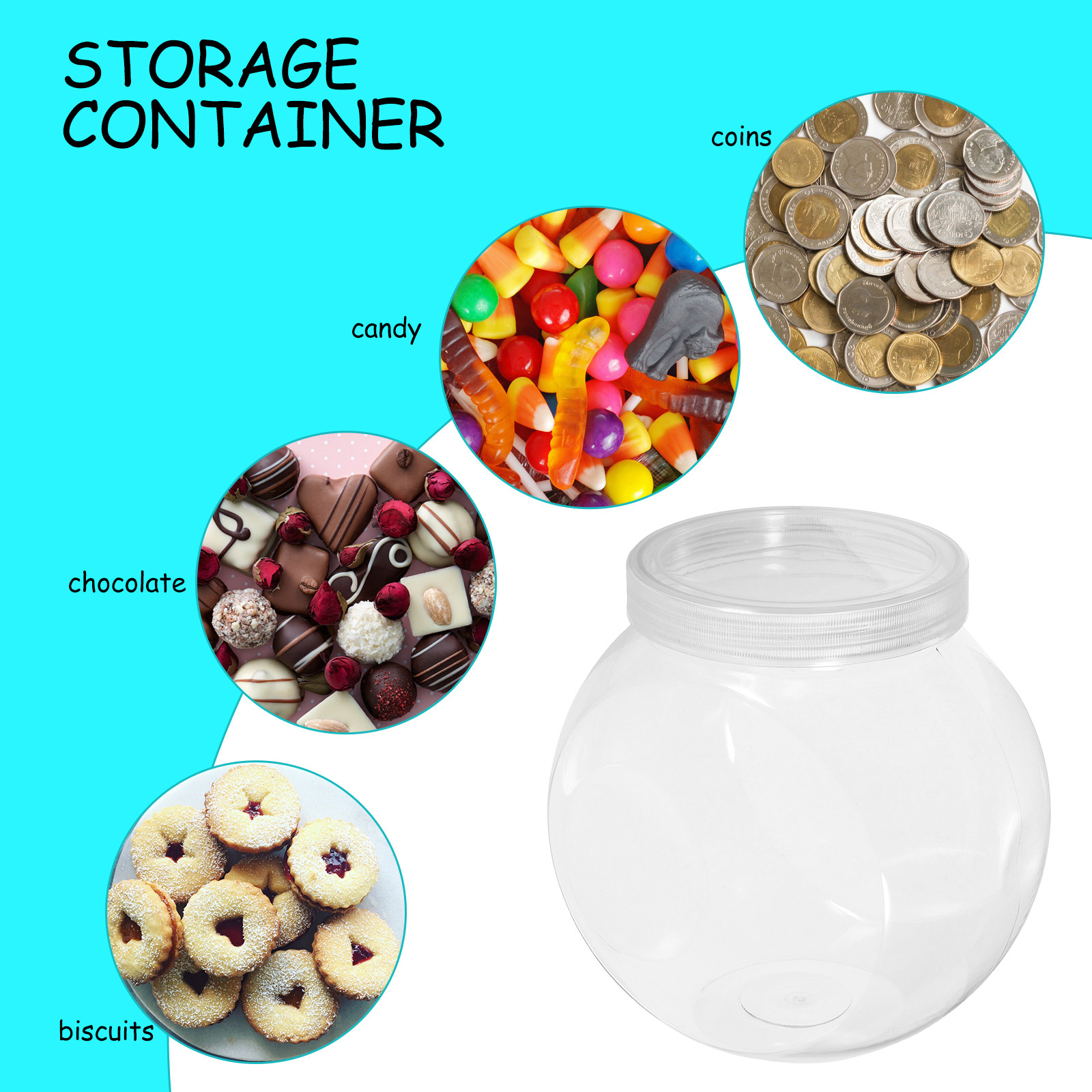 3個入りクリアスイーツジャー 1500ml 丸型透明キャンデ - Food Storage And Container のレビューと価格