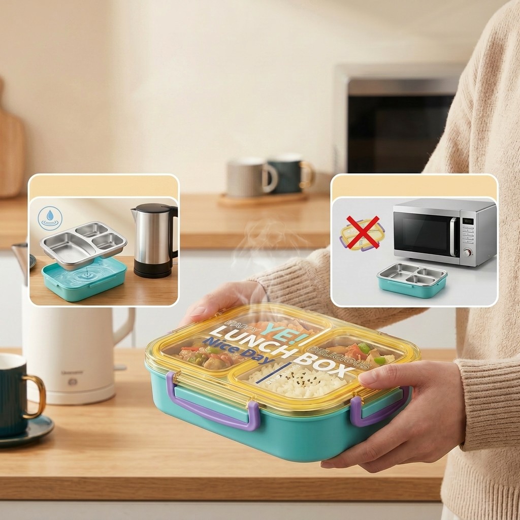 電子レンジ対応 304ステンレス製弁当箱 携帯用 2/3仕切 - Food Storage 30 Years のレビューと価格