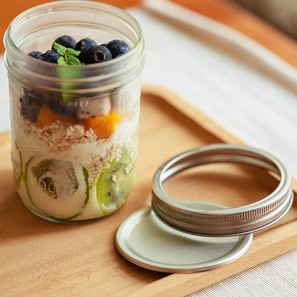 16オンス広口メイソンジャー（蓋付き）、金属製気密蓋とバンド - Food Storage With Lids のレビューと価格