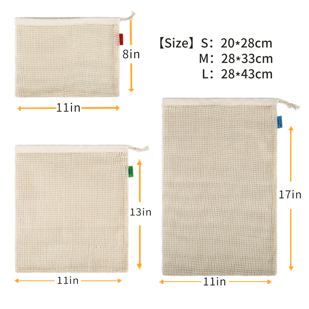 オーガニックコットン製再利用可能な野菜バッグ、丈夫で環境に優 - Produce Bag Reusable Mesh のレビューと価格