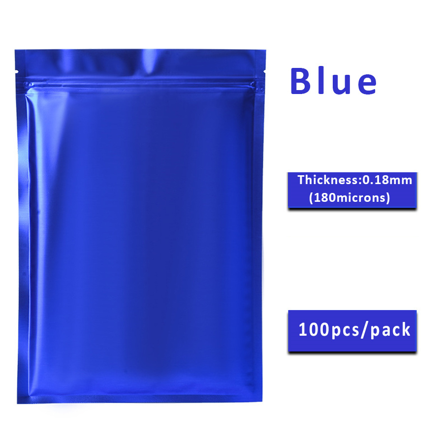 100個のマットブルーフォイルジッパーポーチ、自家製スナック - Food Storage Bag のレビューと価格