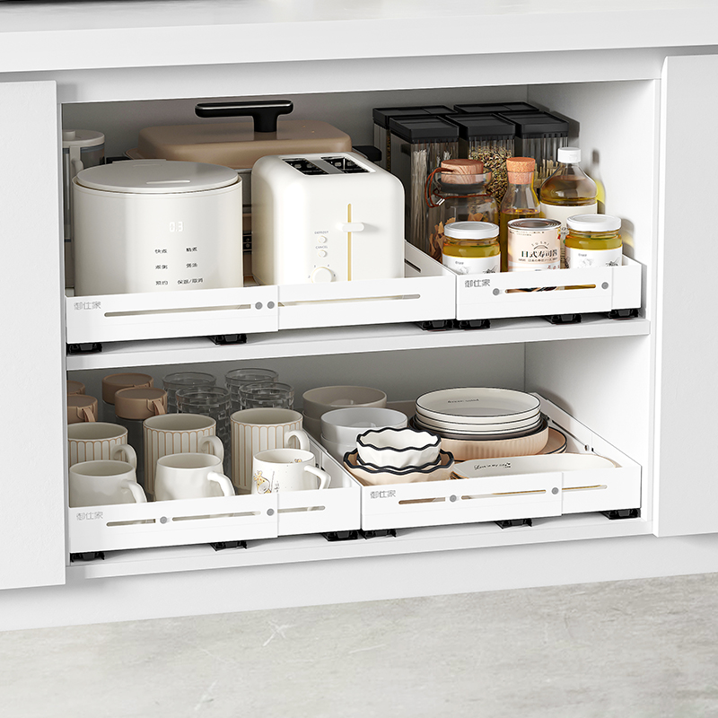 四面調整可能な頑丈な拡張式プルアウトキャビネットオーガナイザ - Food Storage Without Plastic のレビューと価格