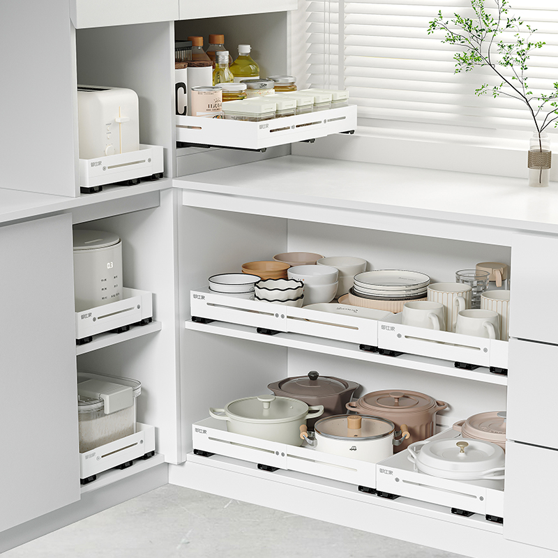 四面調整可能な頑丈な拡張式プルアウトキャビネットオーガナイザ - Food Storage Without Plastic のレビューと価格