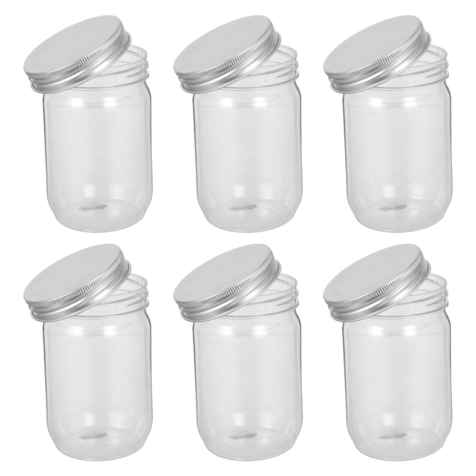 6個入り透明プラスチック製メイソンジャー、気密蓋付き、透明食 - Food Storage With Lids のレビューと価格