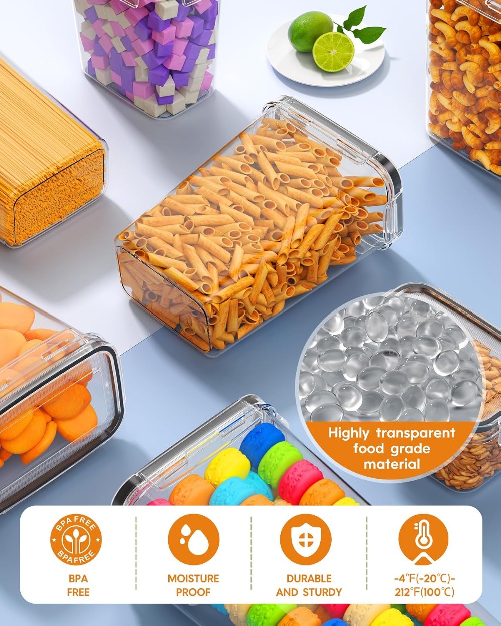 24個入り気密食品保存容器、蓋付き、BPAフリープラスチック - Food Storage Canister のレビューと価格