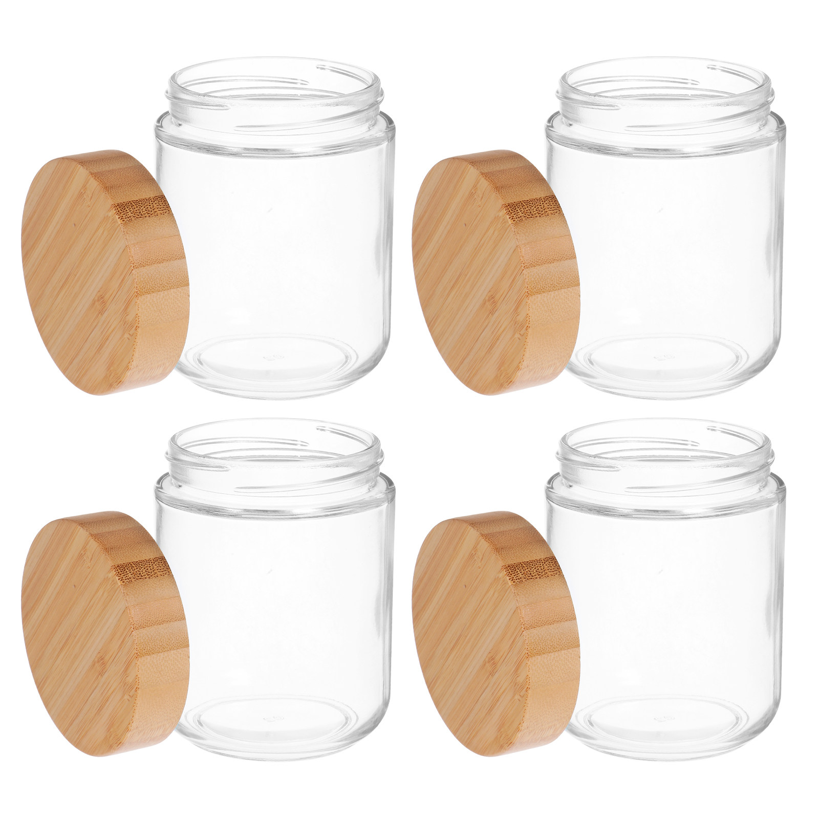 4個入りガラス製キッチン収納ジャー、竹製蓋付き気密容器、米、 - Food Storage With Lids のレビューと価格