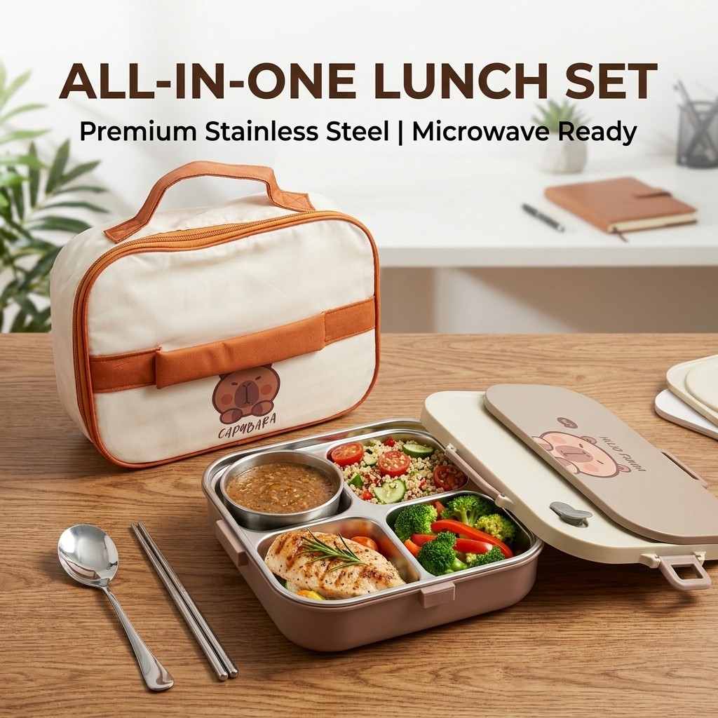 電子レンジ対応304ステンレス製弁当箱セット、漏れ防止仕切り - Food Storage 30 Years のレビューと価格