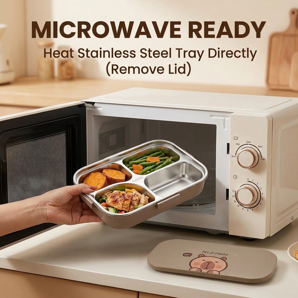 電子レンジ対応304ステンレス製弁当箱セット、漏れ防止仕切り - Food Storage 30 Years のレビューと価格