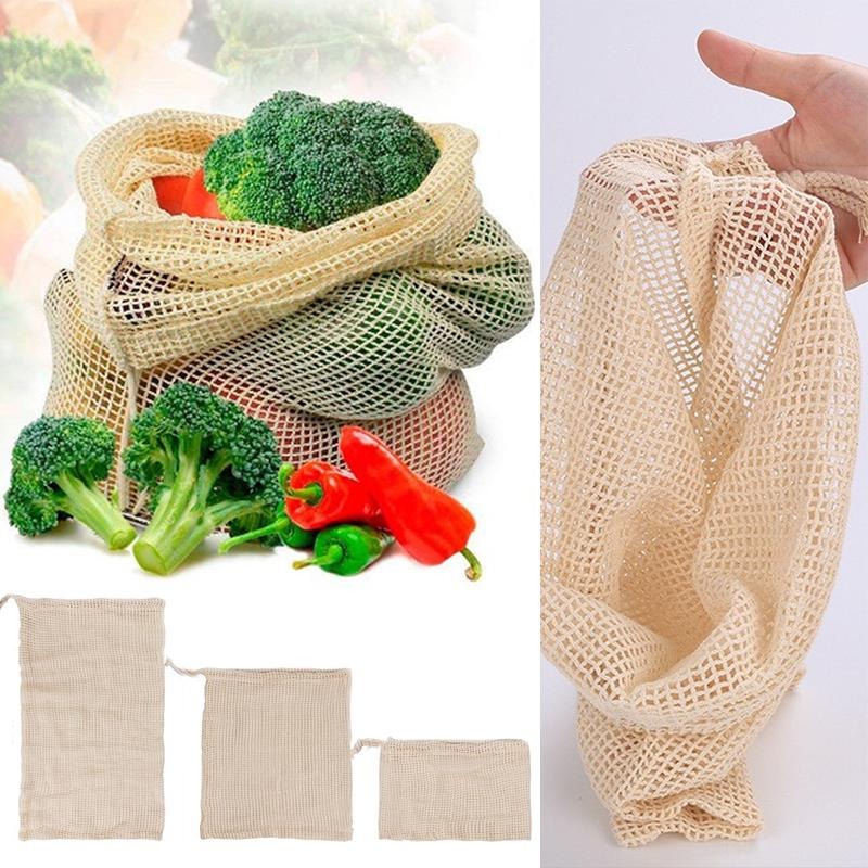 3 ピース/ロット綿メッシュ野菜バッグ農産物バッグ再利用可能 - Produce Bag Reusable Mesh のレビューと価格