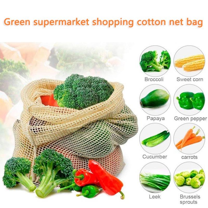 3 ピース/ロット綿メッシュ野菜バッグ農産物バッグ再利用可能 - Produce Bag Reusable Mesh のレビューと価格